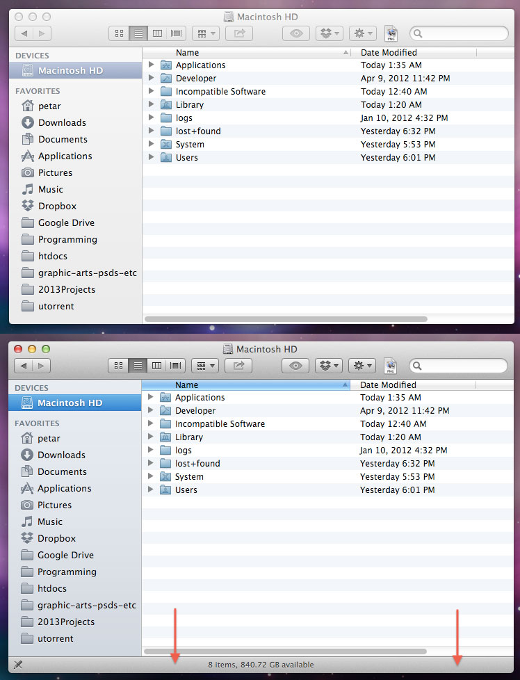 Finder Status