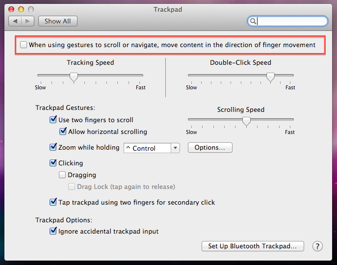 Disable natural scrolling